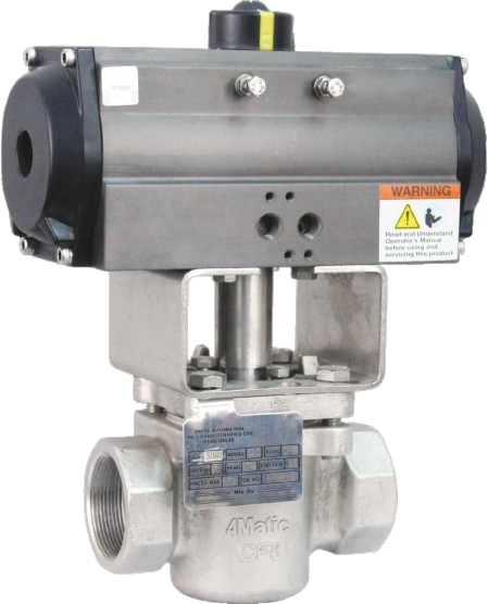 “4M-GLE” Series Pneumatic Actuator Operated 2 Way PTFE Sleeved, Plug Valves Screwed (BSP/NPT) - 4Matic Valves